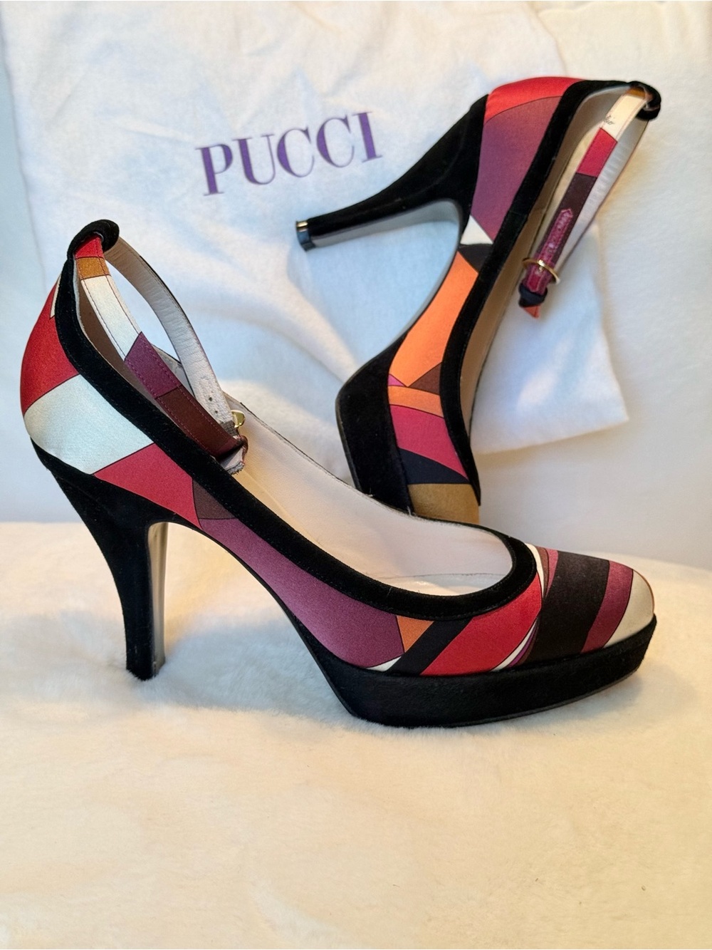 Emilio Pucci Colorblock Slingback Pumps, Size 6.5 (36.5)